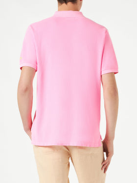 Pink piquet polo with St. Barth logo and vintage effect - MC2 Saint Barth