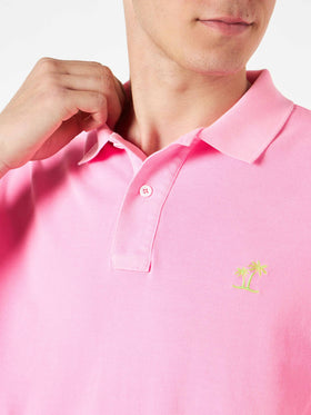 Pink piquet polo with St. Barth logo and vintage effect - MC2 Saint Barth