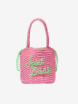 Borsa a spalla all'uncinetto rosa corda