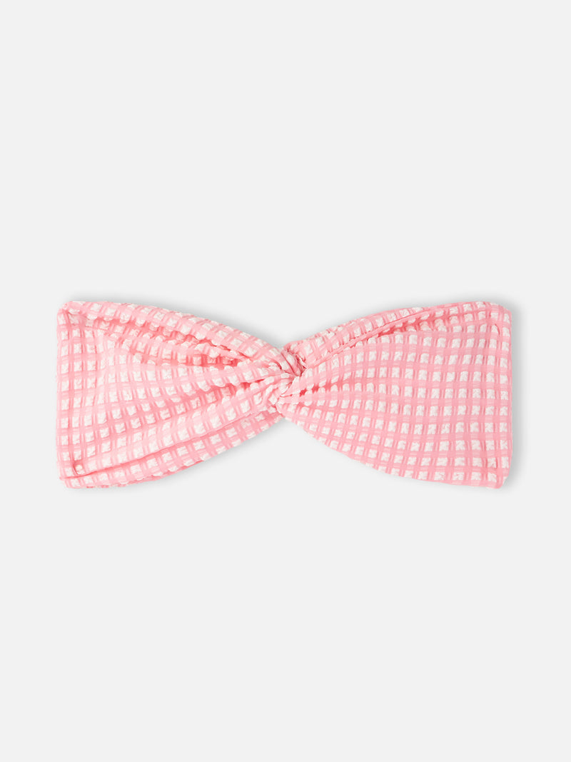 Woman pink gingham hairband