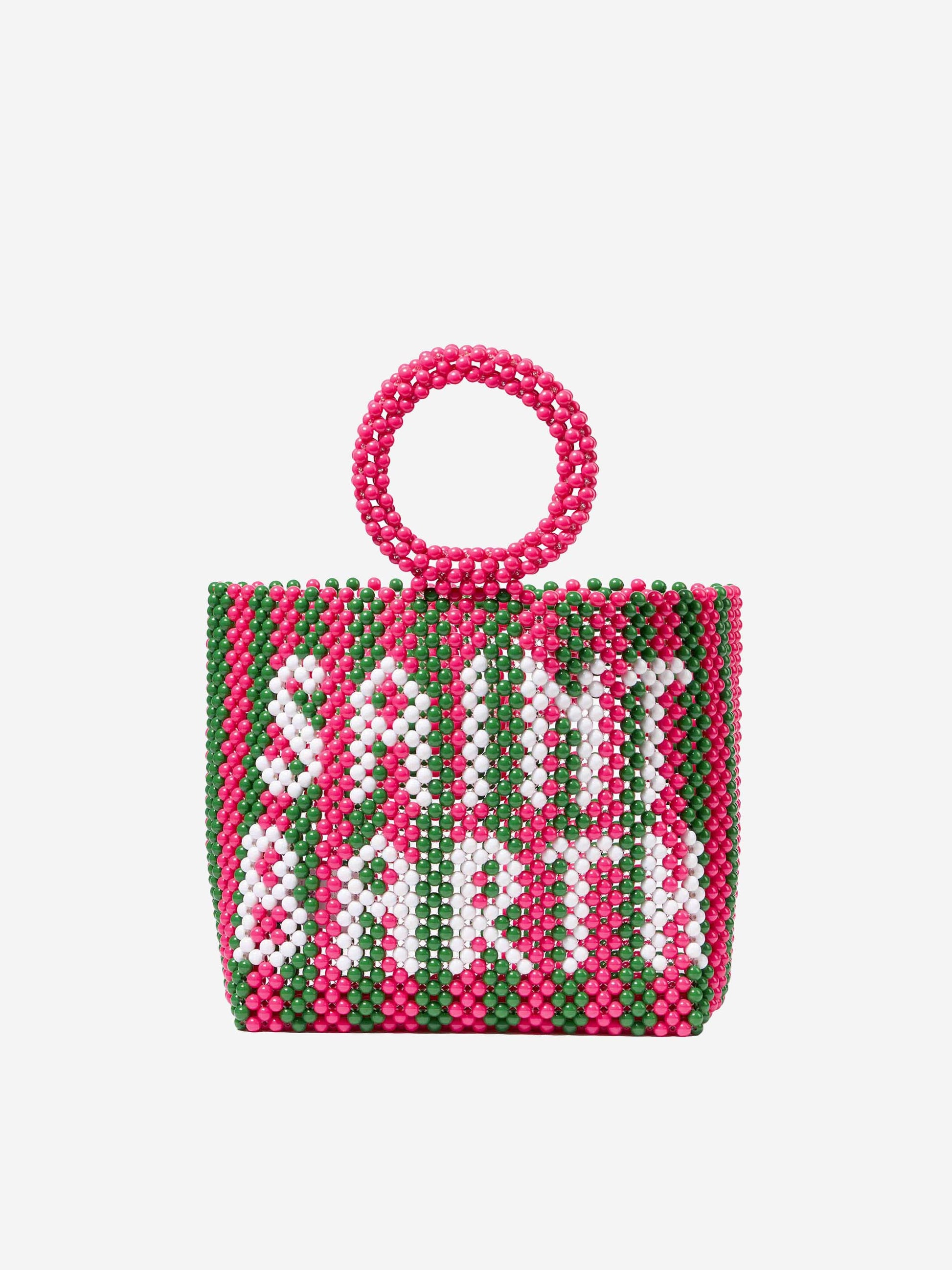 Beaded handbag with pink and green stripes - MC2 Saint Barth