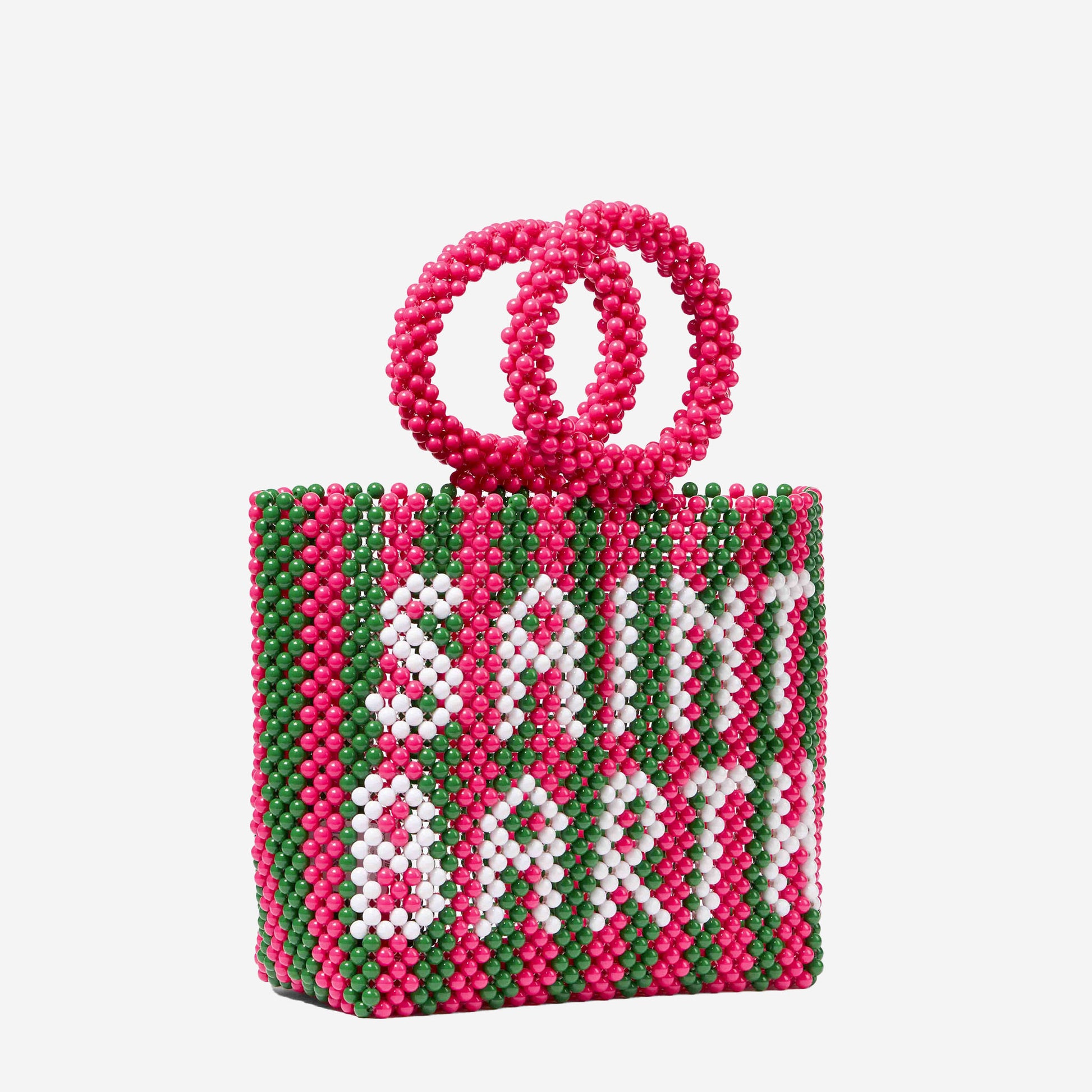 Beaded handbag with pink and green stripes - MC2 Saint Barth