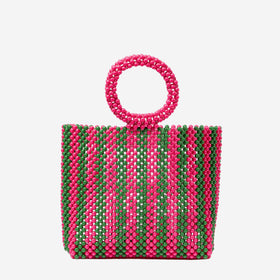 Beaded handbag with pink and green stripes - MC2 Saint Barth
