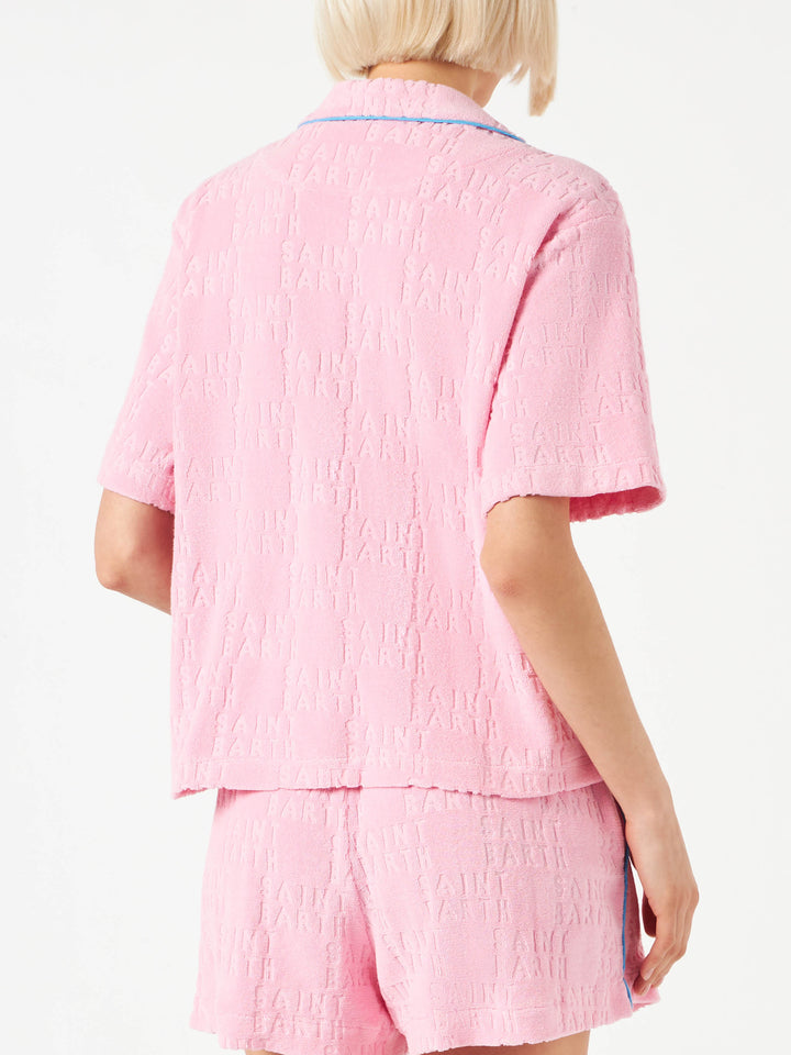 Woman terry embossed shirt with piping - MC2 Saint Barth