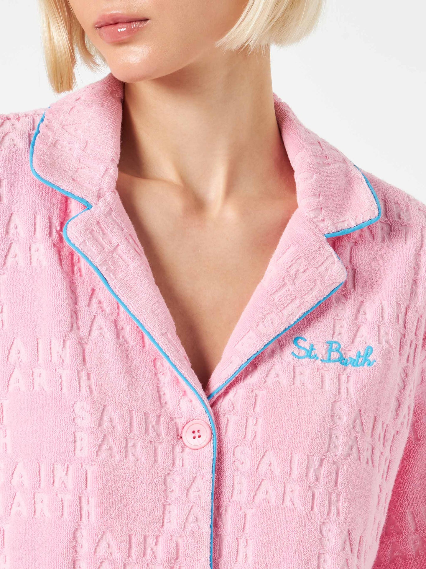 Woman terry embossed shirt with piping - MC2 Saint Barth