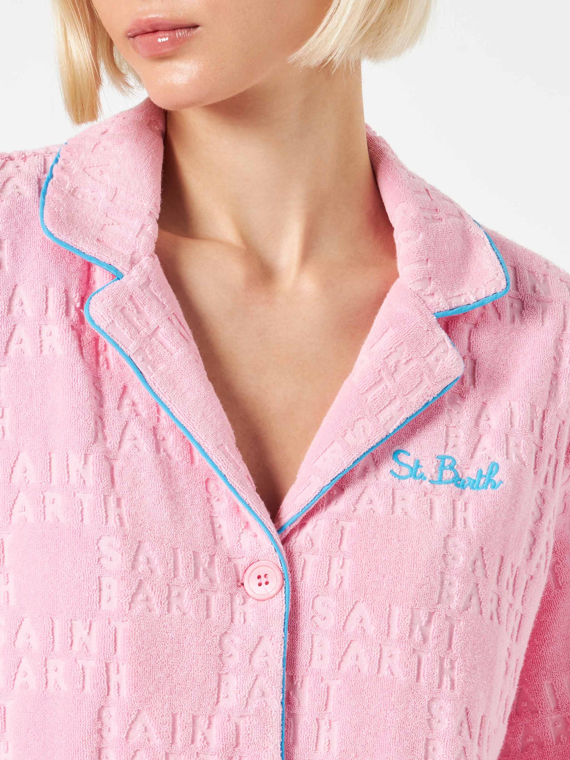 Woman terry embossed shirt with piping - MC2 Saint Barth