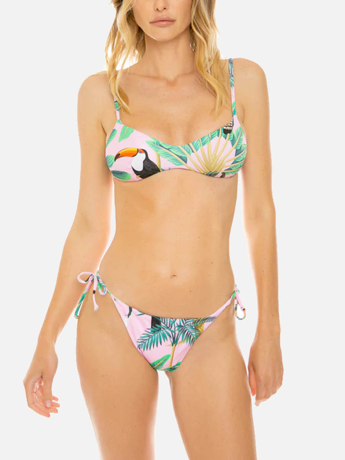 Mc2 Saint Barth Bikini rosa con stampa tropicale con top a bralette