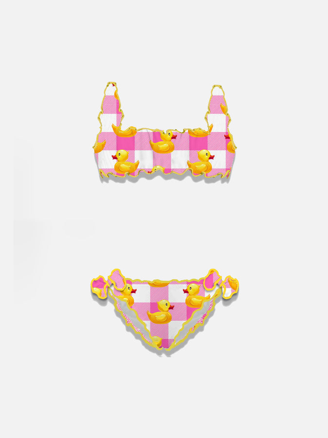 Mc2 Saint Barth Bikini per bambina rosa vichy e papere