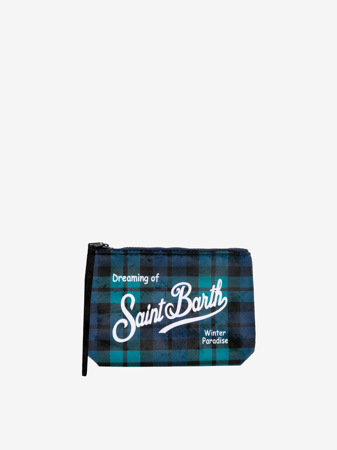 Mc2 Saint Barth Pochette Aline in lana con stampa tartan verde