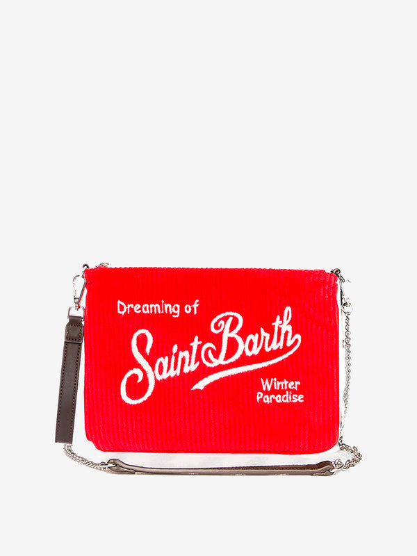 Pouch a tracolla Parisienne in velluto a coste rosso