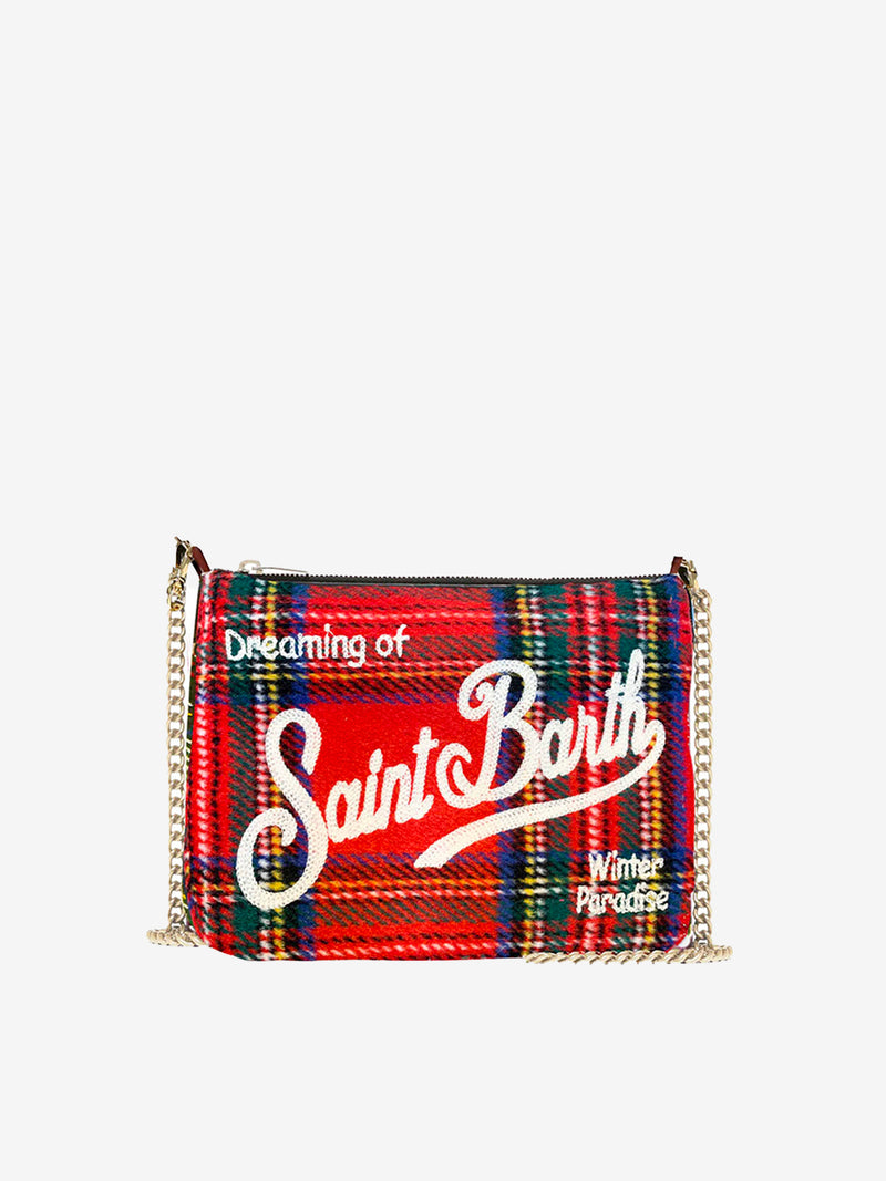 Pouch a tracolla in tartan rosso parisienne