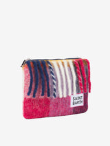 Parisienne blanket crossbody pouch bag with pink and grey shades