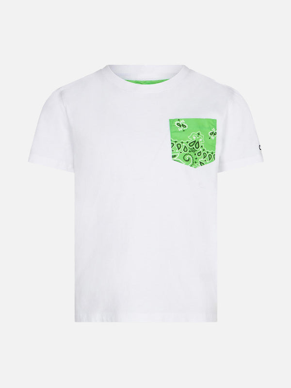 Baumwoll-T-Shirt für Jungen mit grüner Bandana-Tasche