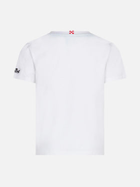 Boy cotton t-shirt with green bandanna printed pocket - MC2 Saint Barth