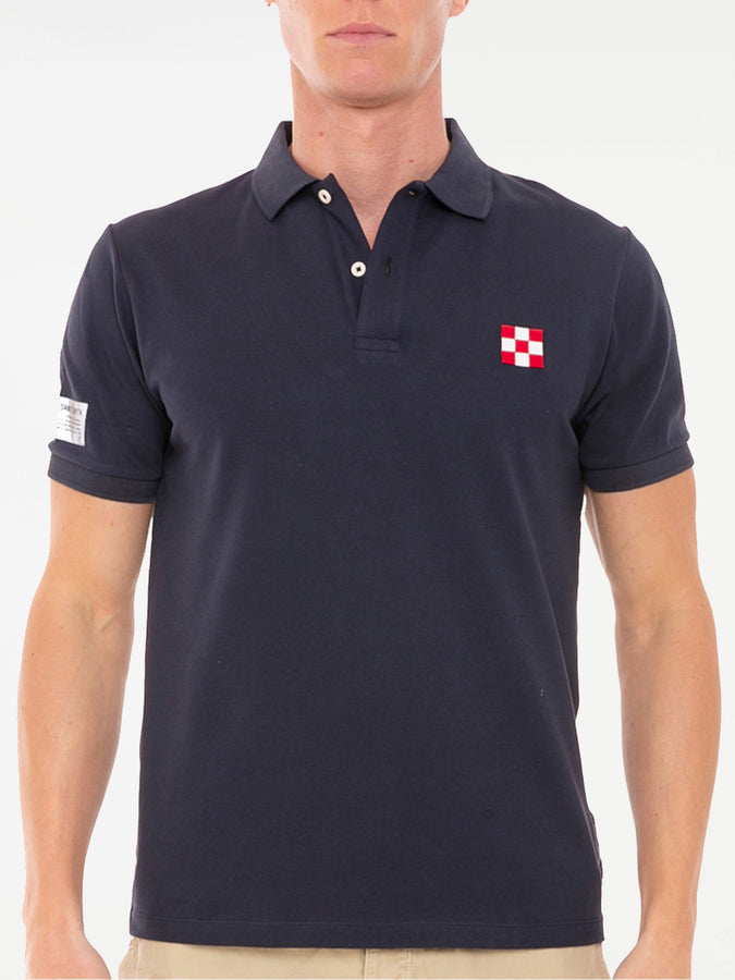 Mc2 Saint Barth Polo piquet blu con logo St. Barth check