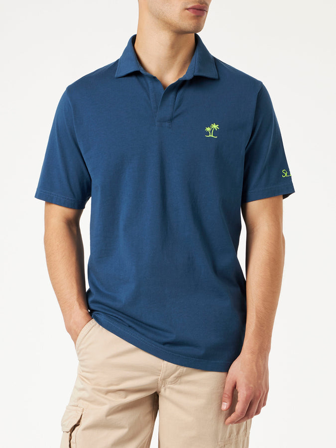 Mc2 Saint Barth Polo da uomo in jersey di cotone blu navy