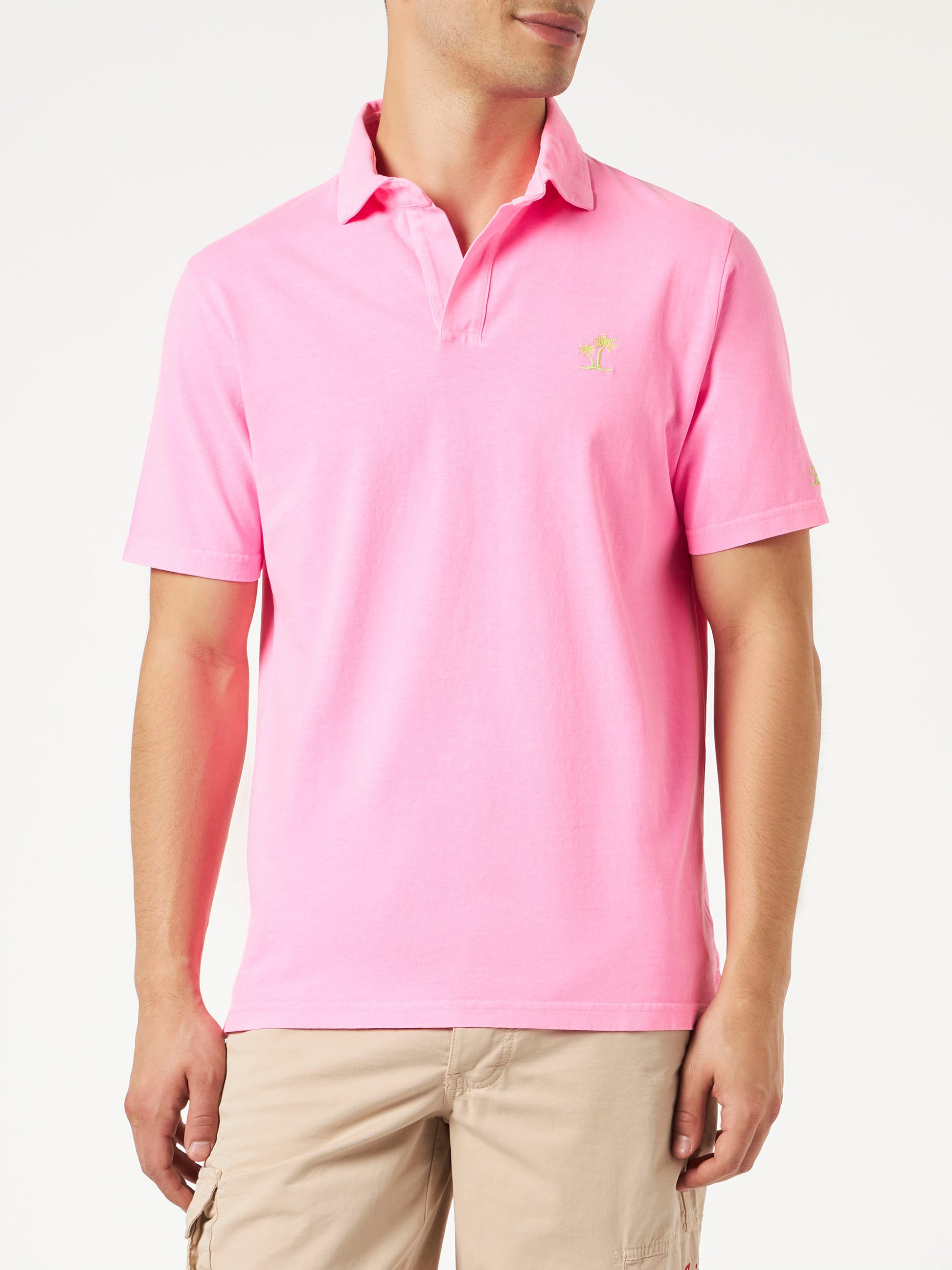 Fluo pink cotton jersey man polo - MC2 Saint Barth
