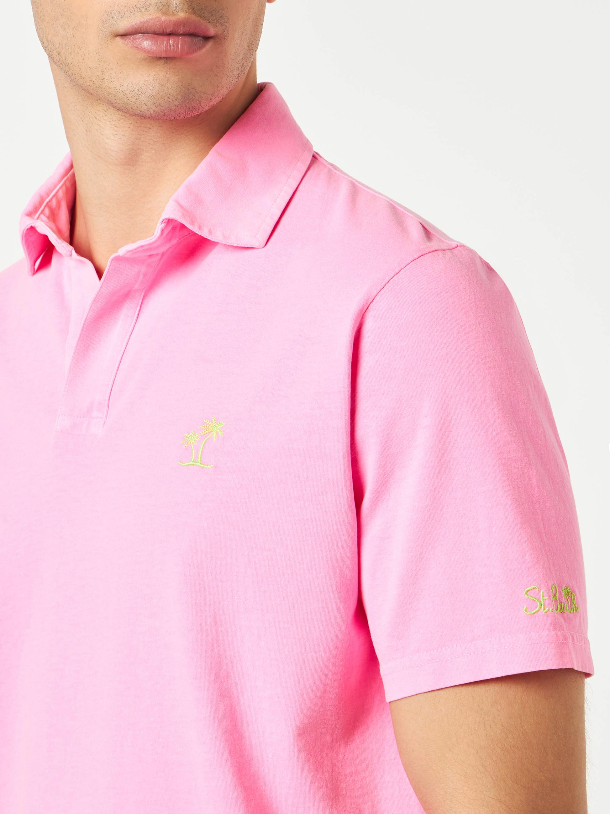 Fluo pink cotton jersey man polo - MC2 Saint Barth
