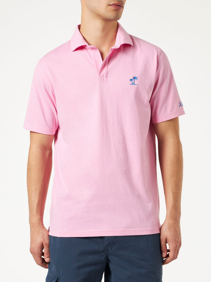 Mc2 Saint Barth Polo da uomo in jersey di cotone rosa