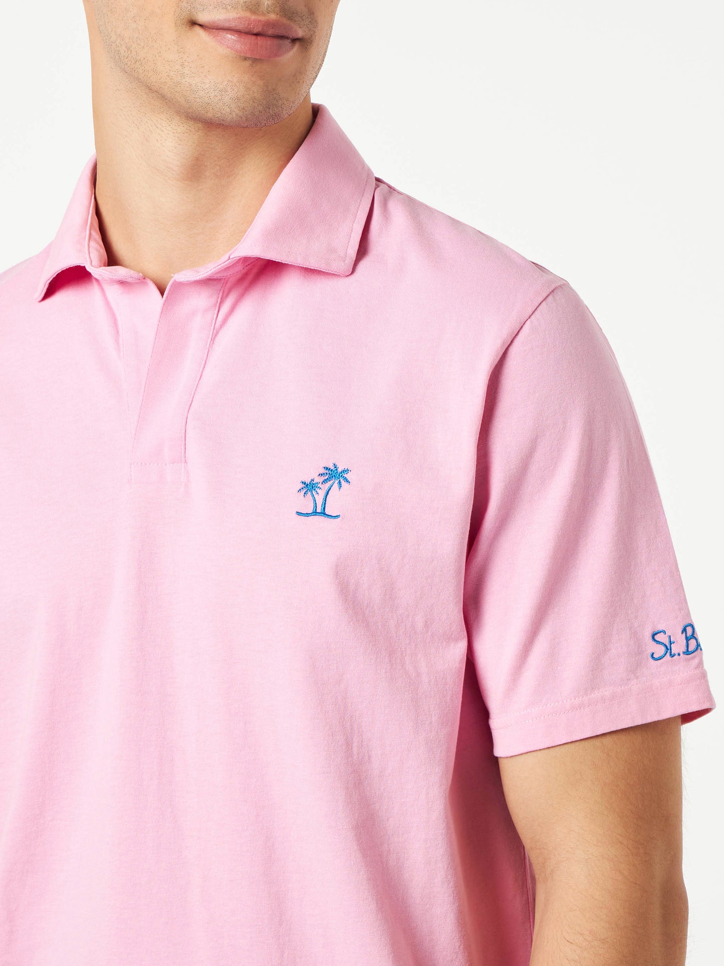 Pink cotton jersey man polo - MC2 Saint Barth