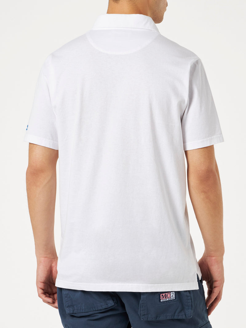 White cotton jersey man polo