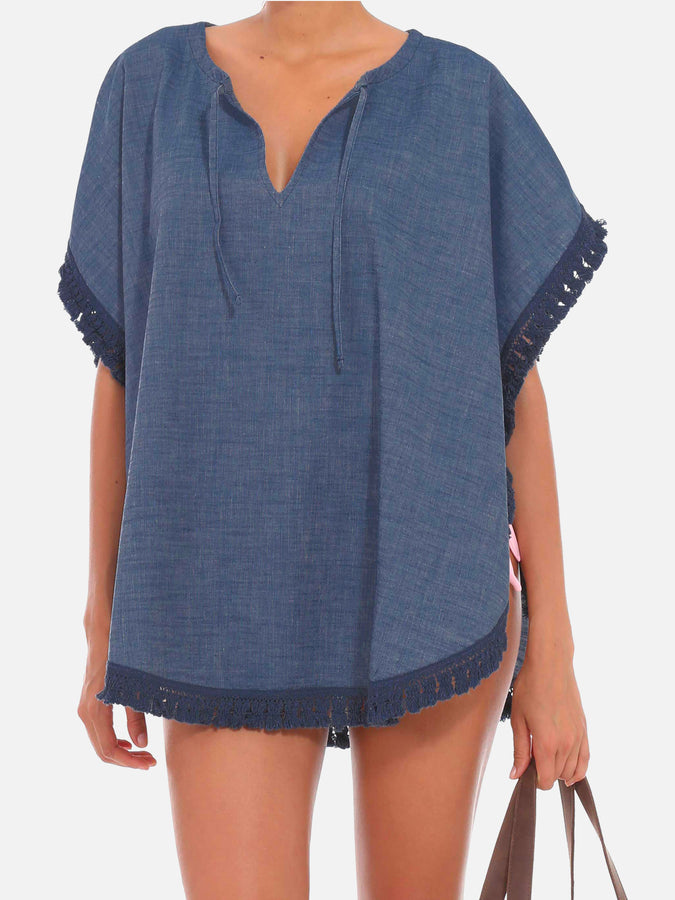 Mc2 Saint Barth Poncho da donna in chambray