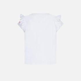 Girl ruffled t-shirt with flounce and Portami al Mare embroidery - MC2 Saint Barth
