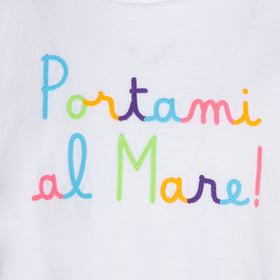 Girl ruffled t-shirt with flounce and Portami al Mare embroidery - MC2 Saint Barth