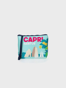 Aline scuba pochette with Capri postcard print