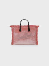 Pink velvet Colette handbag with rhinestones logo