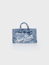 Light blue chenille Phone Bag with Saint Barth logo embroidery