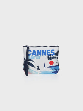 Aline scuba pochette with Cannes postcard print