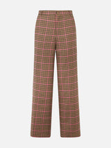 Woman palazzo pants with pied de poule print