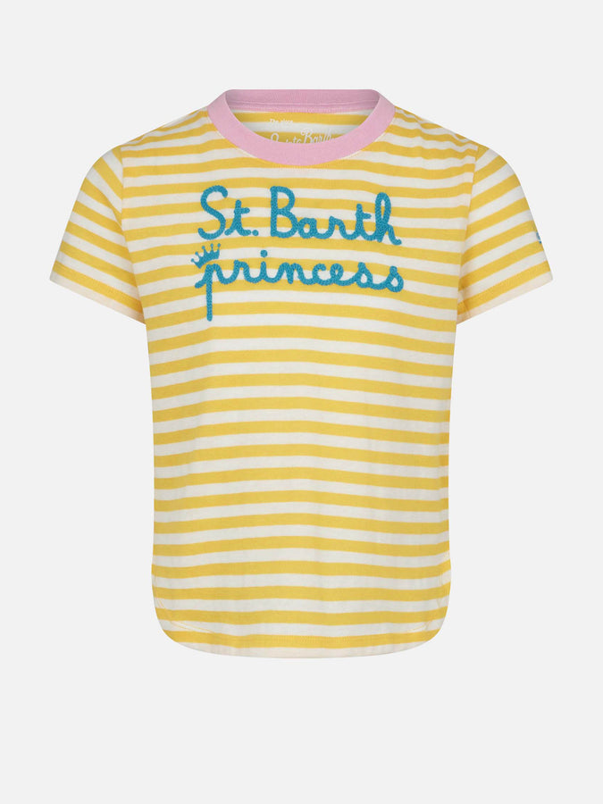 Mc2 Saint Barth T-shirt da bambina a righe con ricamo St. Barth Princess