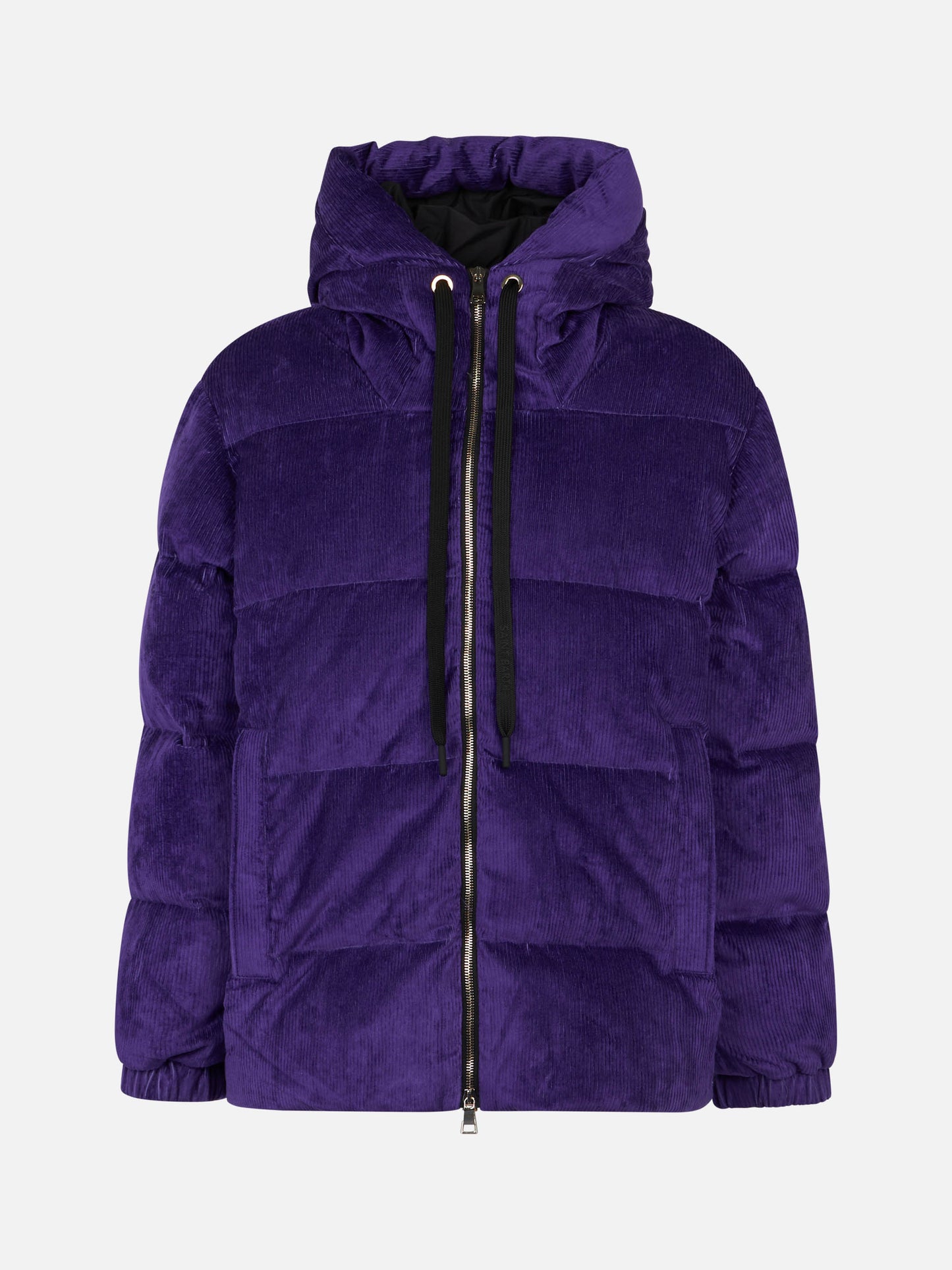 Woman purple corduroy down padded jacket with hoodie - MC2 Saint Barth
