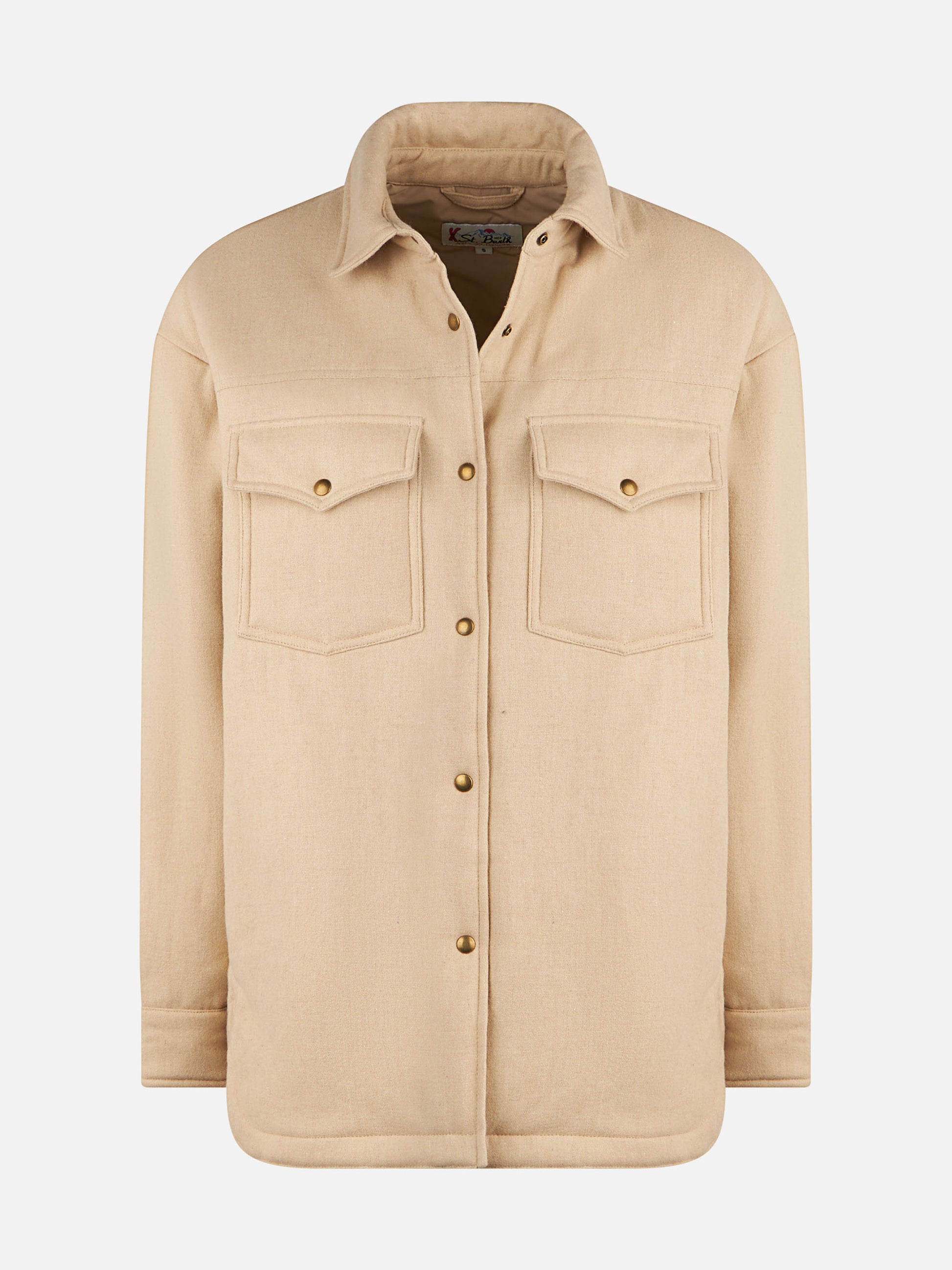 Woman wooly jacket with Saint Barth rhinestones print - MC2 Saint Barth