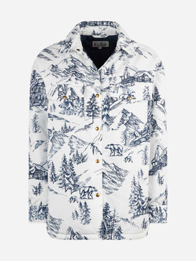 Woman quilted padded jacket with bandanna print - MC2 Saint Barth