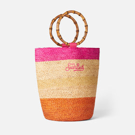 Raffia multicolor bucket bag with bamboo handles - MC2 Saint Barth