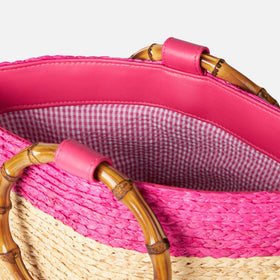 Raffia multicolor bucket bag with bamboo handles - MC2 Saint Barth