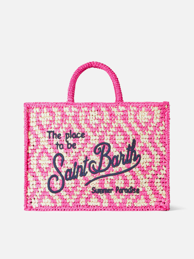 Borsa a spalla Vanity in rafia con ricamo Saint Barth