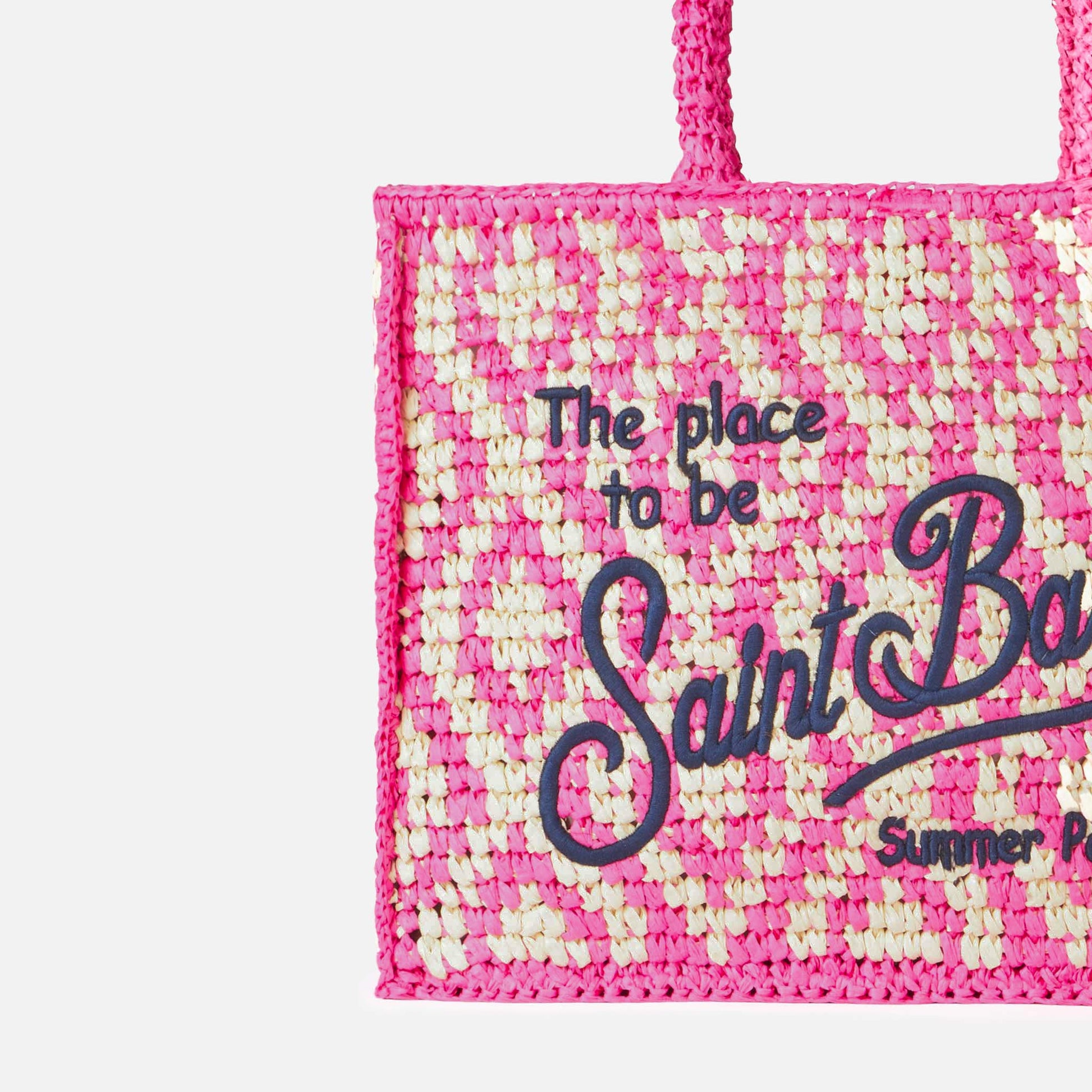 Vanity shoulder raffia bag with Saint Barth embroidery - MC2 Saint Barth
