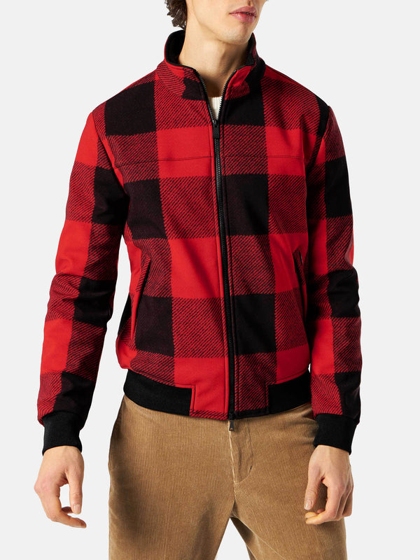 Man mid-season checked bomber jacket