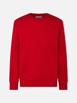 Man crewneck red sweater with St. Barth embroidery