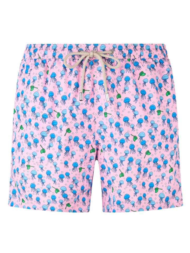 Man lightweight fabric swim-shorts Lighting Micro Fantasy with jellyfishes print - MC2 Saint Barth