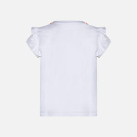 Girl cotton t-shirt with flounce and embroidery - MC2 Saint Barth