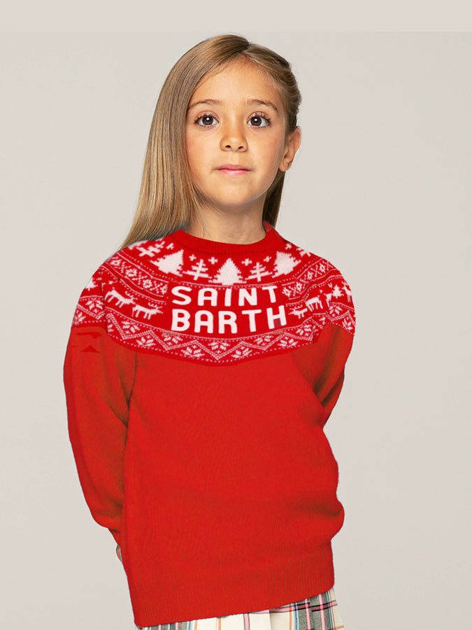 Mc2 Saint Barth Maglia da bambina in stile norvegese con stampa Saint Barth