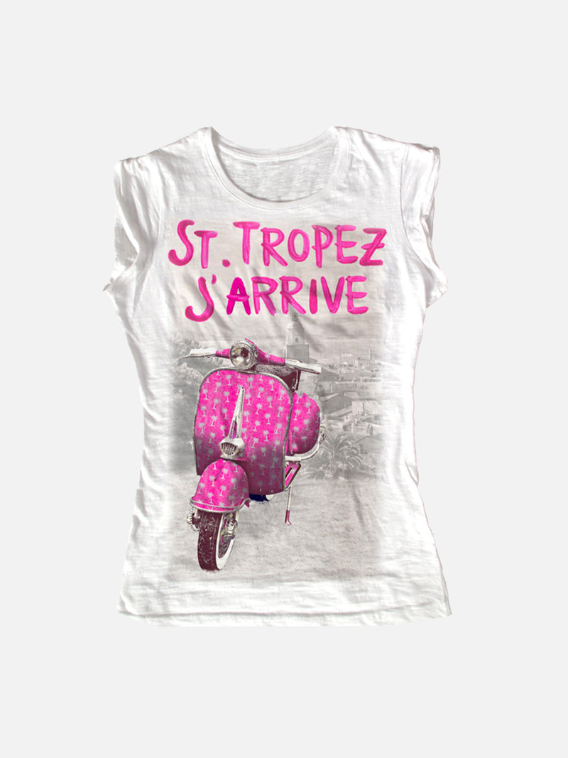 Girl t-shirt with St.Tropez J'arrive print