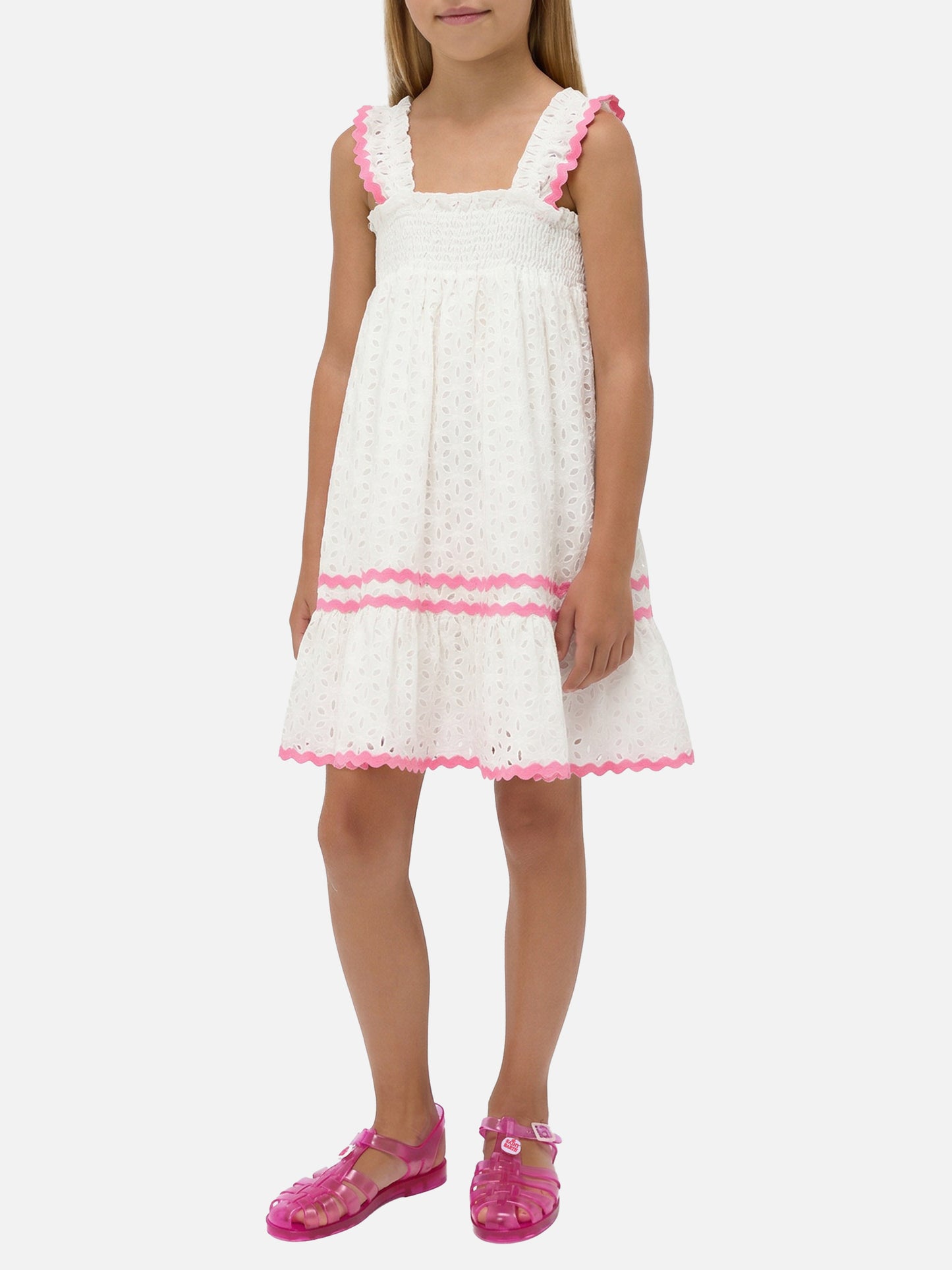 Abito da bambina in sangallo bianco