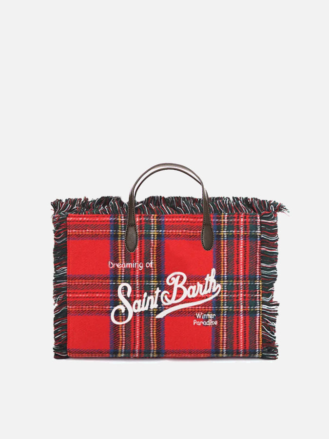 Mc2 Saint Barth Borsa Colette in tartan rosso lanoso