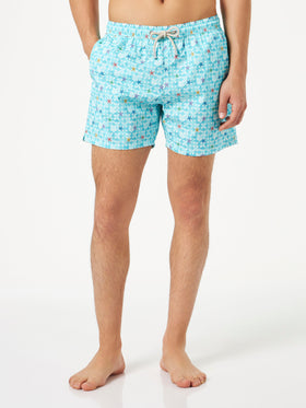 Man stretch fabric comfort swim shorts with sea star print - MC2 Saint Barth